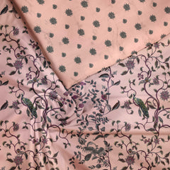 Pink Paradise Kalamkari Silk Satin Fabric unstitch suit set