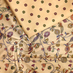 Peach Garnet Kalamkari Silk Satin Fabric unstitch suit set