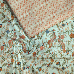 Peacock Paradise Kalamkari Tussar Silk Fabric unstitch suit set