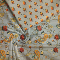 Peacock & Lotus Harmony Satin Linen Fabric unstitch suit set