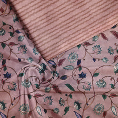 Burgundy Bliss Kalamkari Satin Linen Fabric unstitch suit set