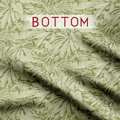 Green Brazen Floret Satin Linen Fabric unstitch suit set