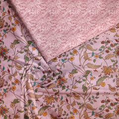 Pink Brazen Floret Silk Satin Fabric unstitch suit set