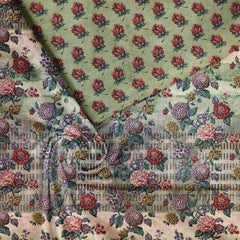 Botanical Floret Satin Linen Fabric unstitch suit set
