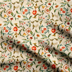 Natural Crepe 1 Meter Delicate floral Print Fabric