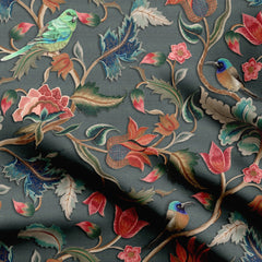 Tropical Flower and Birds Pashmina Fabric
