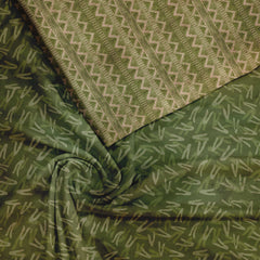 Dark Olive Smudge Tussar Silk Fabric unstitch suit set