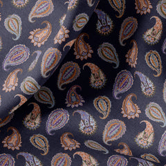 Ajrakh Paisley Satin Linen Fabric