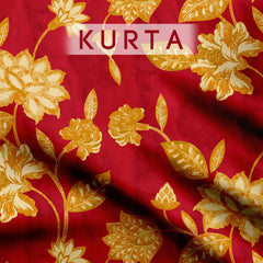 Sunny Marigold Satin Linen Fabric unstitch suit set