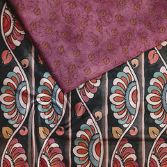 Mocha Dahlia Tussar Silk Fabric unstitch suit set
