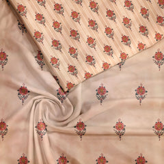 Peachy Rose Spikes Tussar Silk unstitch suit set