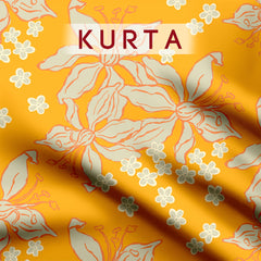 Yellow Orange Silhouette Tussar Silk unstitch suit set