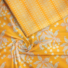 Yellow Orange Silhouette Tussar Silk unstitch suit set