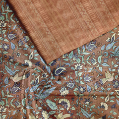 Brown Perching Aerials Tussar Silk unstitch suit set