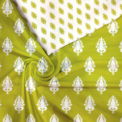 Mossy Meadow Satin Linen Unstitched Suit Set