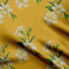 White lilies2 Cotton Fabric