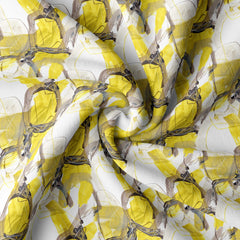 Yellow Brush Effect Muslin Fabric Co-Ord Set