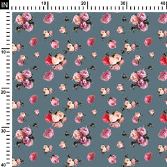 Satin 5 Meters Big floral print Print Fabric