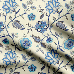 Blue Kalamkari Print Fabric