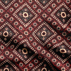 Cotton Poplin 2 Meters Ajrakh squares Print Fabric