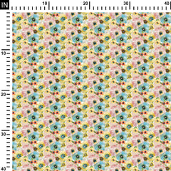 Georgette 1 Meter Blooming Of Spring Flowers Print Fabric