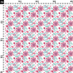 Cotton 1 Meter Floral Buta hand Print Fabric