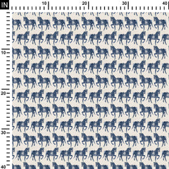 Georgette 3 Meters Blue Horse Que Print Fabric