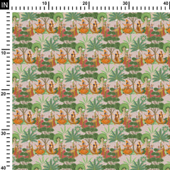 Cotton 2 Meters Raas lela beige Print Fabric