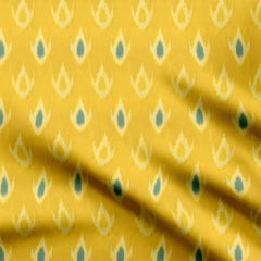 Yellow Ikat Motif Cotton Fabric