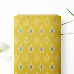 Yellow Ikat Motif Cotton Fabric