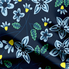 The stylized flowers leaves Satin Fabric