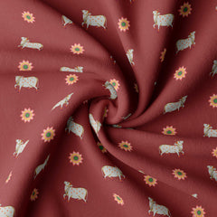 Crimson Red Kamdhenu Silk Satin Fabric Co-Ord Set