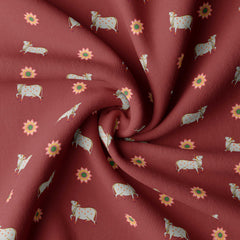 Crimson Red Kamdhenu Muslin Fabric Co-Ord Set