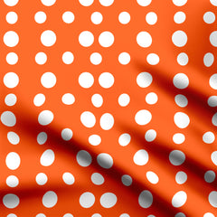 Cotton Satin 2 Meters Polka Dot Orange Collection Print Fabric