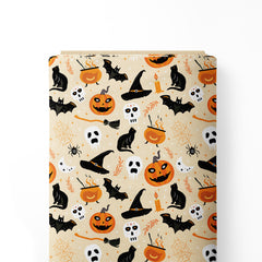 Cotton 1 Meter Spooky Halloween Autumn Print Fabric