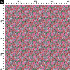 Cotton 1 Meter Peonies Grey Print Fabric