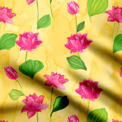 Cotton 1 Meter Pichwai yellow 2 Print Fabric