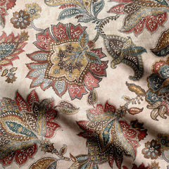 Peach kalamkari Natural Crepe Fabric