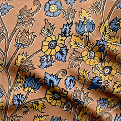 Natural Crepe 1 Meter Lotus and flower Print Fabric