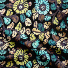 Dola silk 1 Meter Black Kalamakri 1 Print Fabric