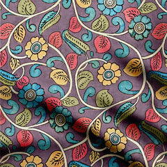 Dola Silk 1 Meter Oranted kalamakri Print Fabric