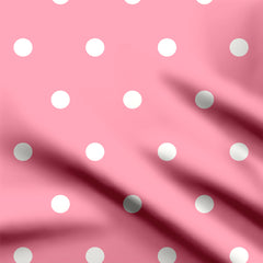 Rayon 3 Meters Magic White Polka Dots Pink Print Fabric