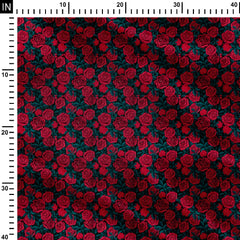 Red Blooming Rose2 Print Fabric