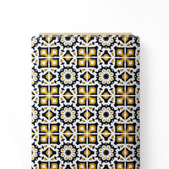 Abstract Moroccan Tile Pattern Cotton Fabric