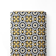 Cotton 1 Meter Abstract Moroccan Tile Pattern Print Fabric