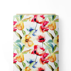 Tulips Watercolor Floral Chinnon Chiffon Fabric