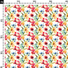 Chanderi 1 Meter Tulips Watercolor Floral Print Fabric