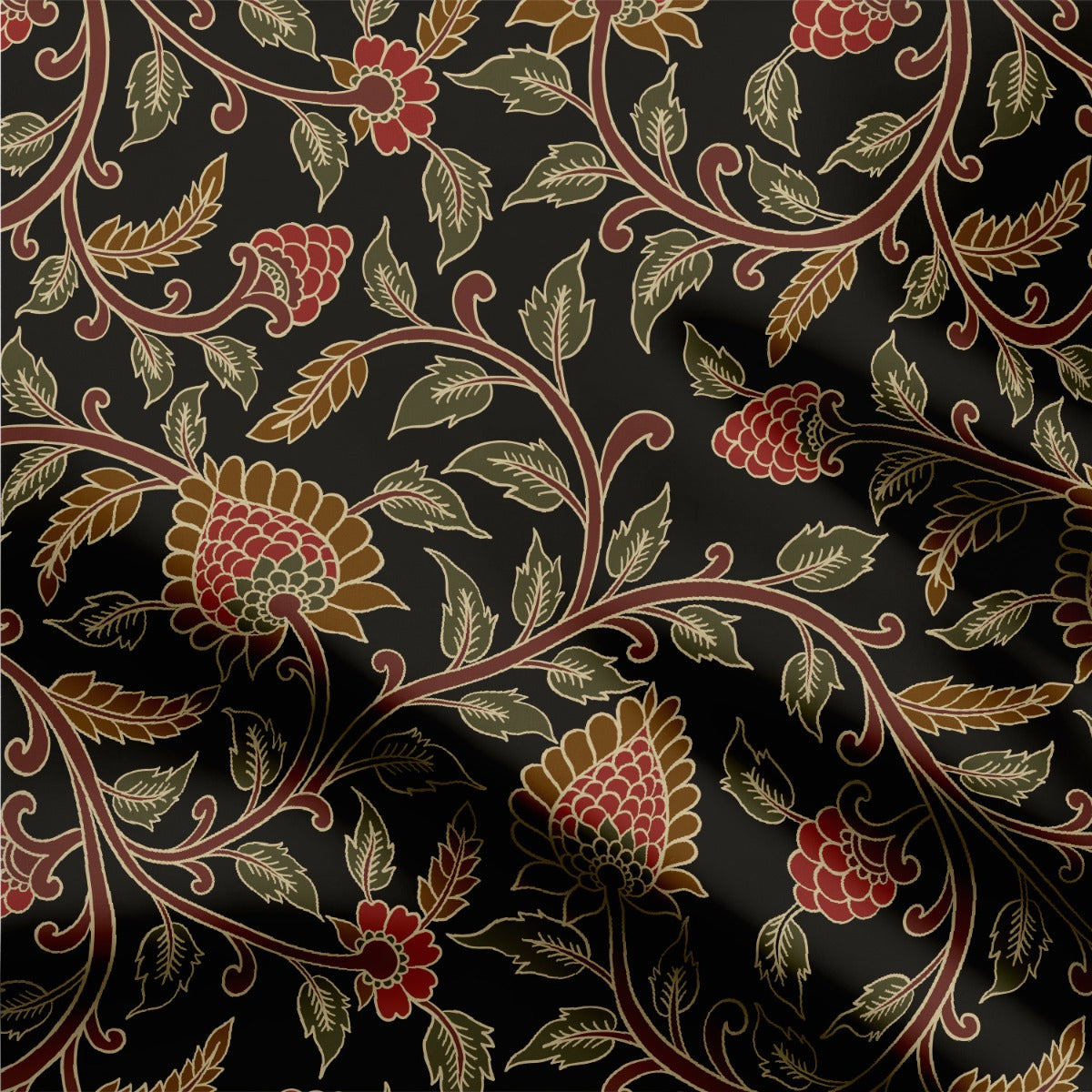 Black kalamkari jaal Cotton Poplin-413526, All Designs, Cotton Poplin, Cotton Poplin Collection, Dibyashree kar, Kalamkari-Symplico