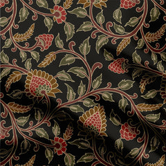 Black kalamkari jaal Cotton Poplin-413526, All Designs, Cotton Poplin, Cotton Poplin Collection, Dibyashree kar, Kalamkari-Symplico