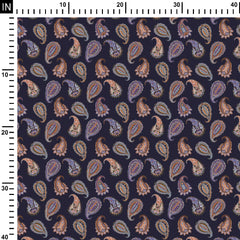 Ajrakh Paisley Satin Linen Fabric V2